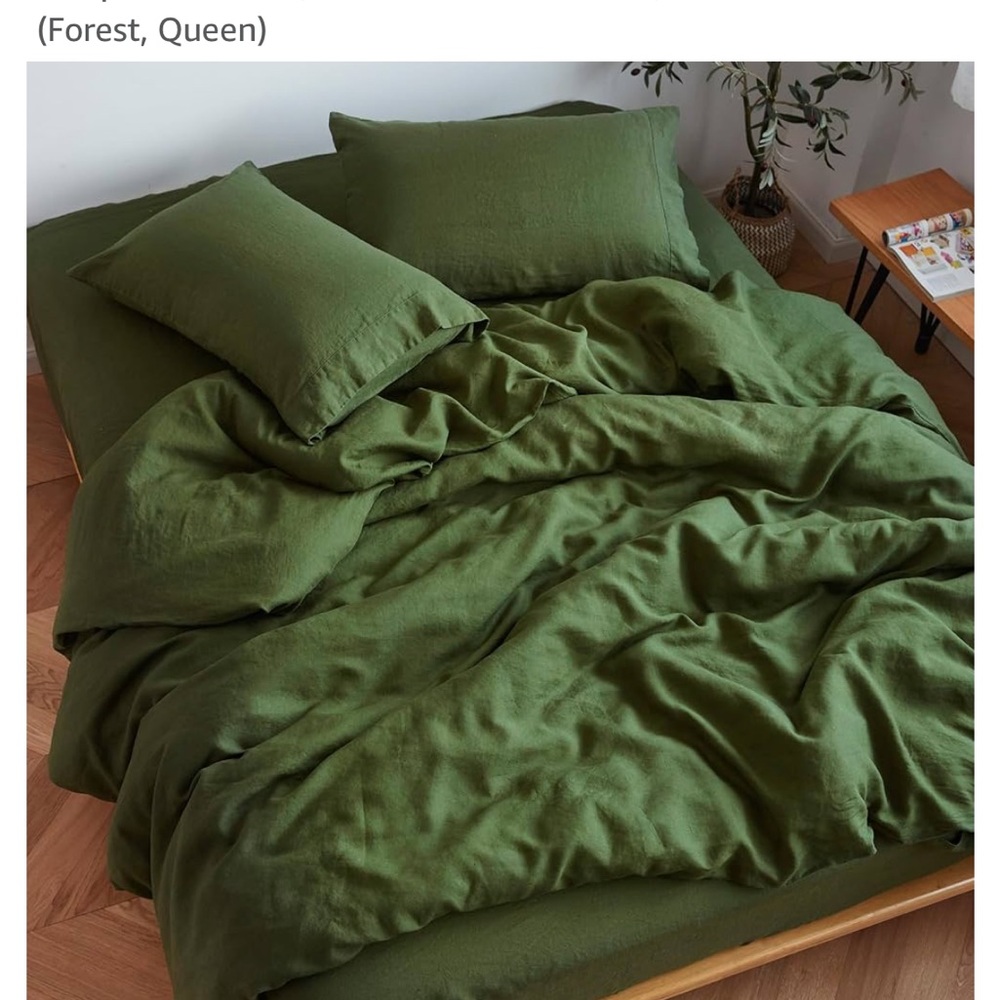 Green Linen Sheet Set